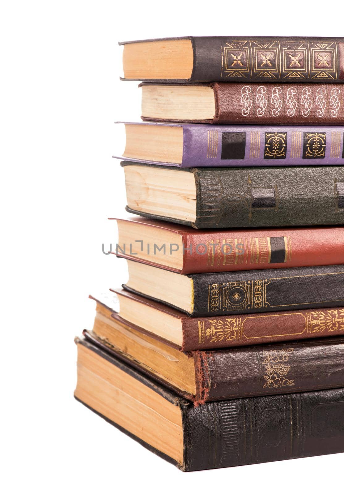 Old hardcover stack books isolated on white by aprilphoto