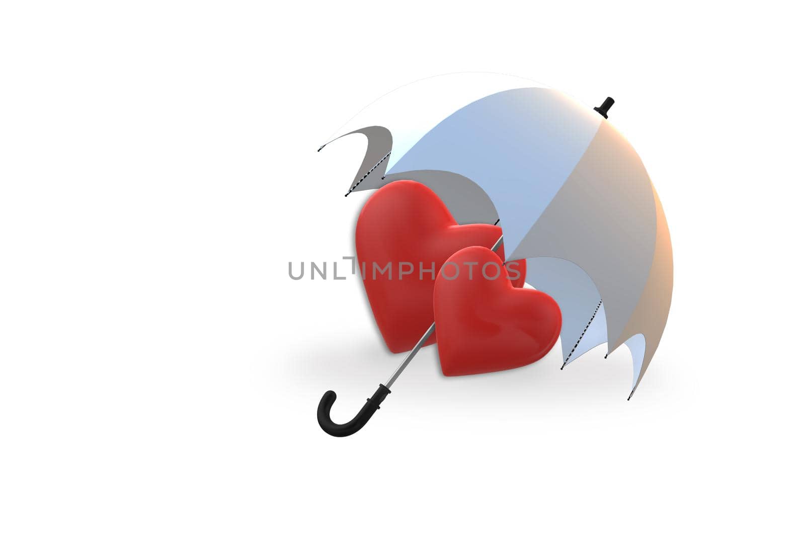 Two red hearts under umbrella by NelliPolk