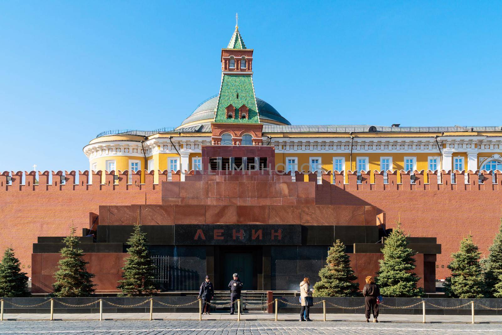 The Mausoleum of Lenin and Kremlin wall also known as Lenin Tomb on Red Square in Moscow at Russia by Nuamfolio
