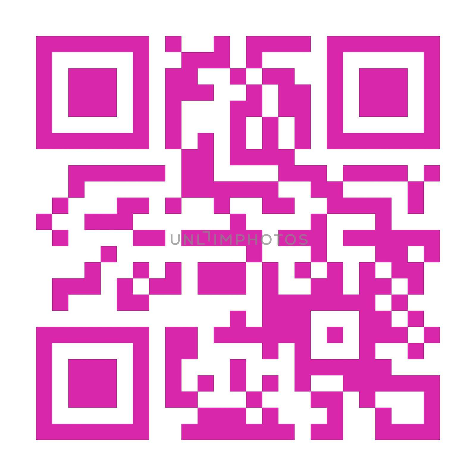 Modern pink QR code on white background, illustration.