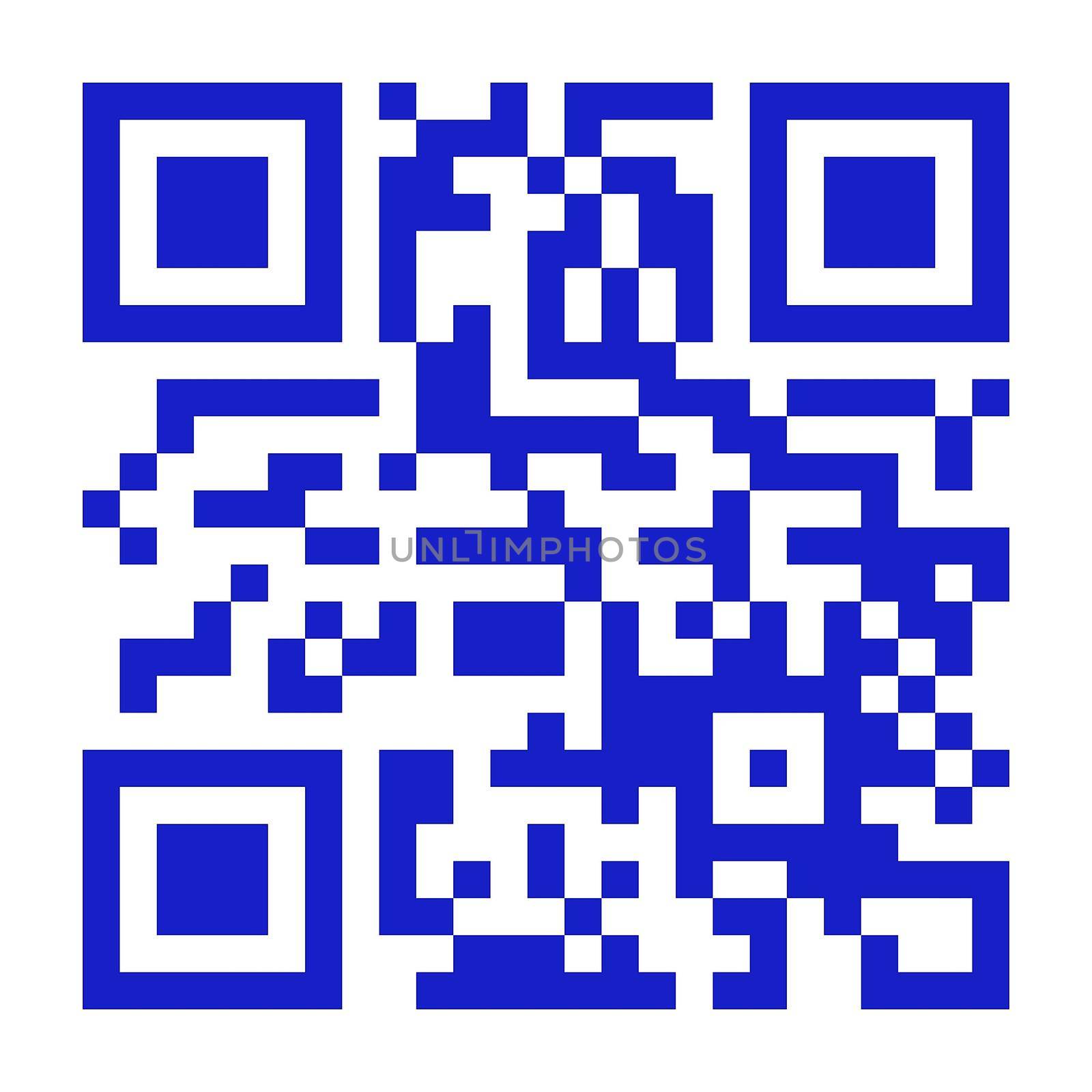 Modern blue QR code on white background, illustration.