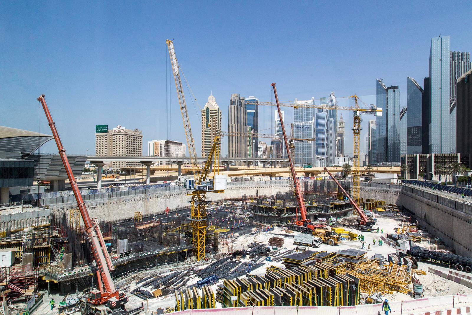 Dubai, United Arab Emirates - October 16, 2014: Construction site for a new building in Downtown Dubai
