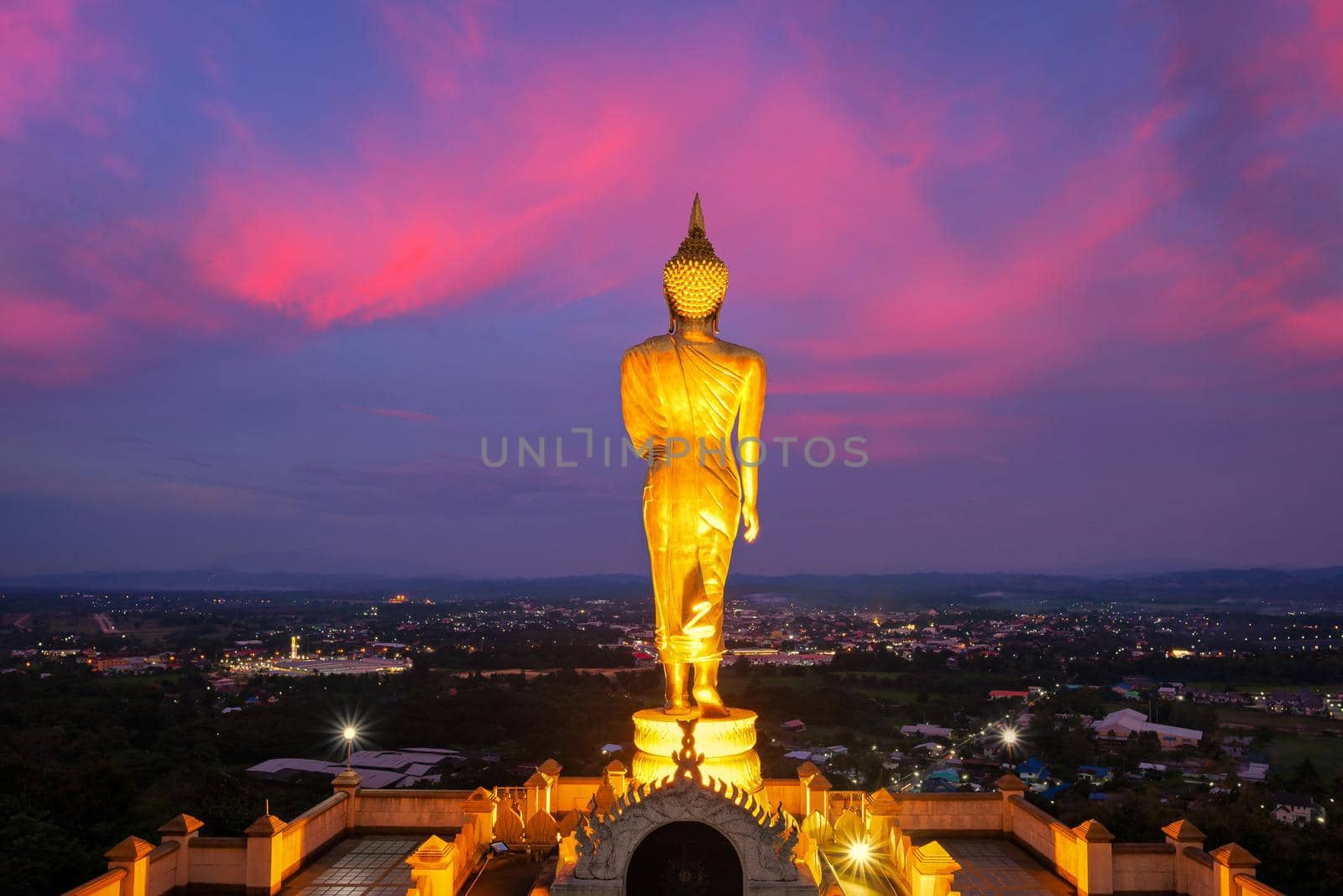 The Blessing Buddha at wat phra that khao noi during sunset at Nan province ,Thailand by Nuamfolio