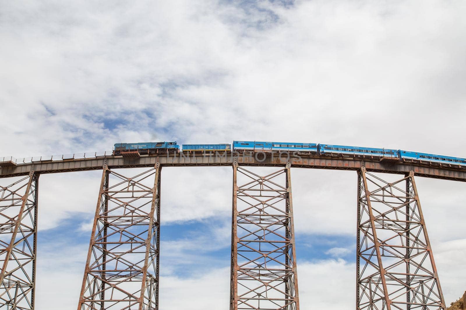 Polvorilla, Argentina - November 14, 2015: Train on top of Polvorilla viaduct