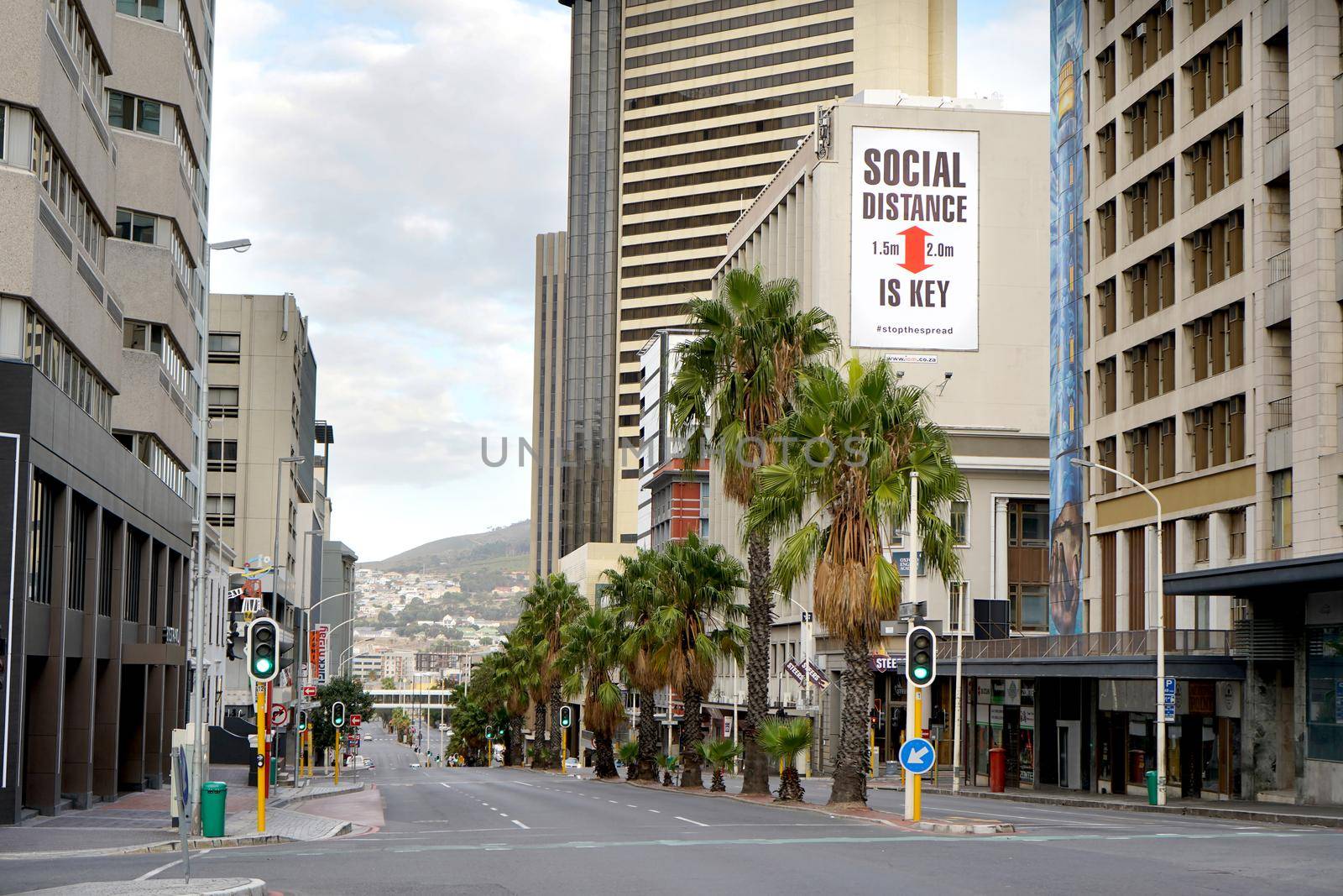 Cape Town, South Africa - 6 April 2020 : Empty streets in Cape Town during the Coronavirus lockdown by fivepointsix