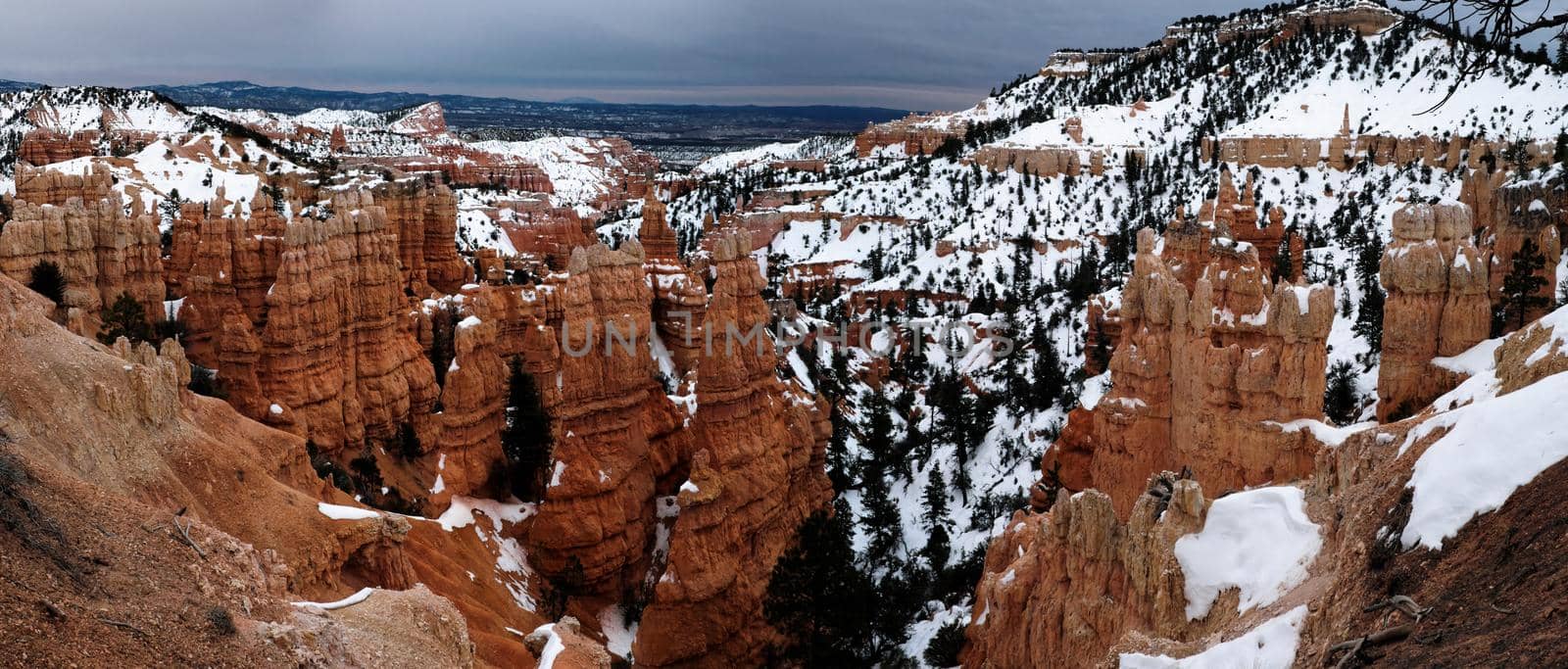 Bryce canyon panorama in winter. Utah, USA