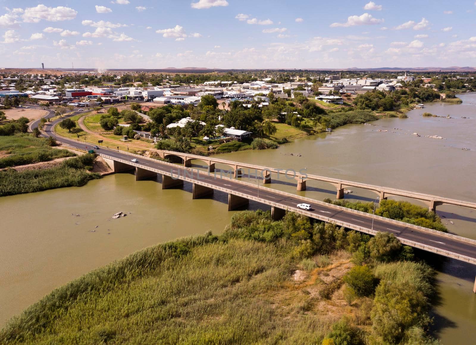 Aerial of small town of Upington, on the Orange Rover, South Africa by fivepointsix