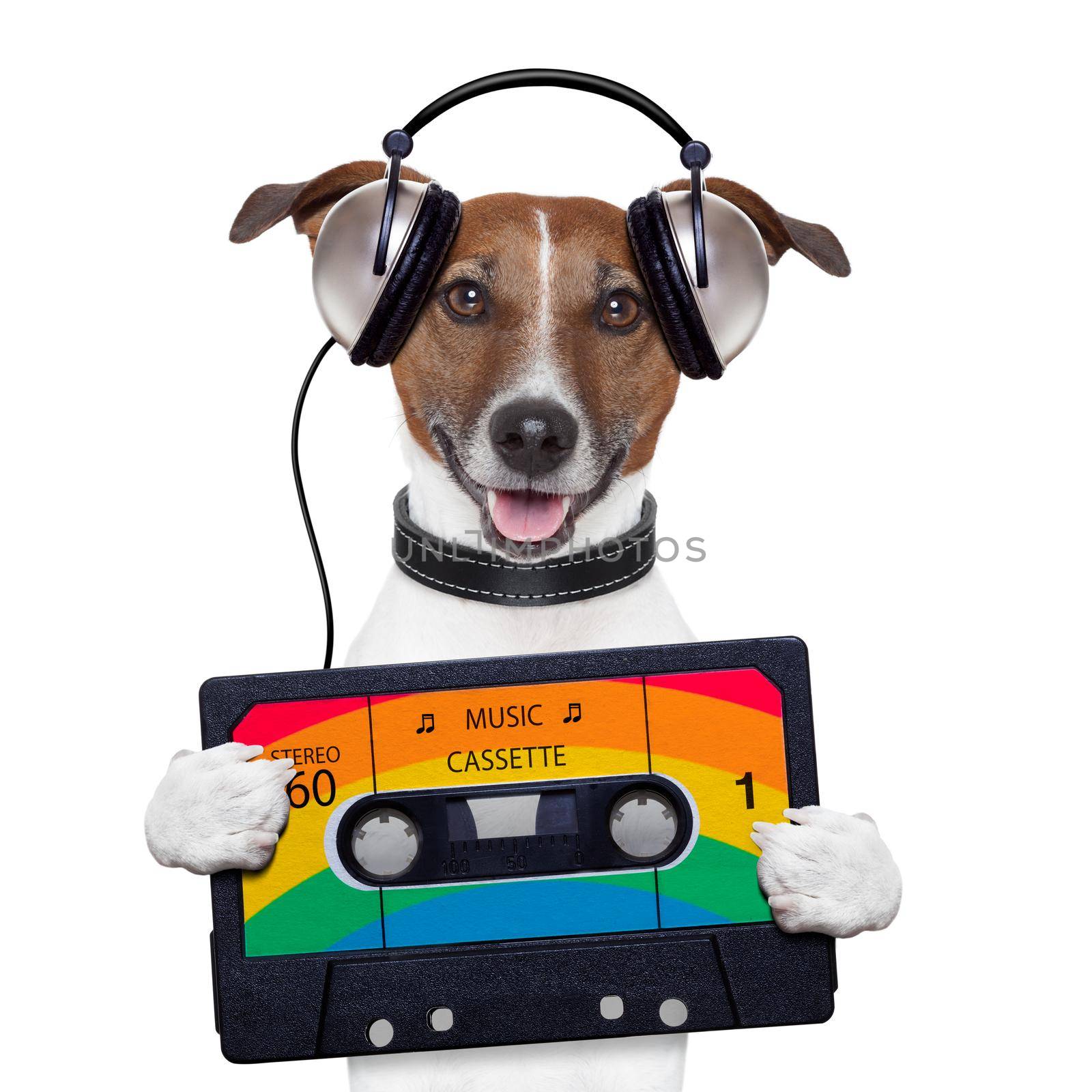 music cassette tape headphone dog by Brosch