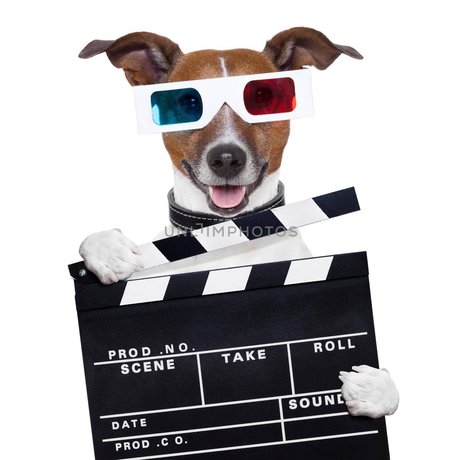 movie clapper board 3d glasses dog by Brosch