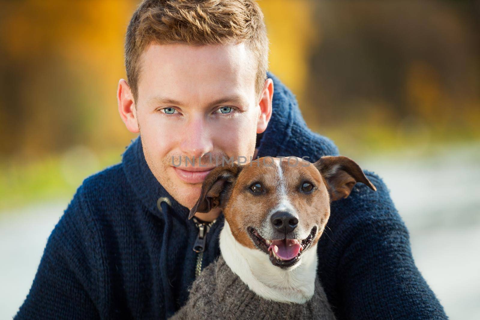 dog owner in love with his cute dog