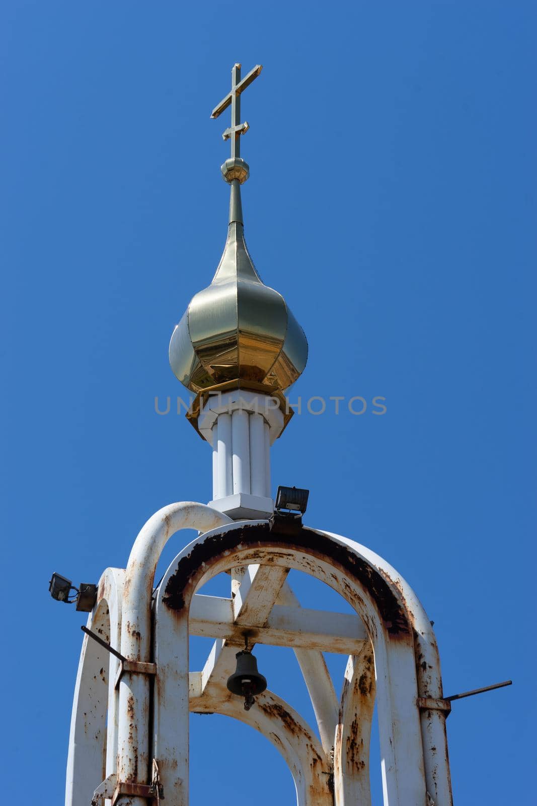 Vladivostok, Primorsky Krai. Chapel against the blue sky on the Eagle Hill.