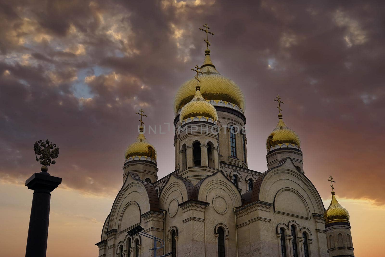 The building of a Christian Church in Vladivostok against a cloudy sky.