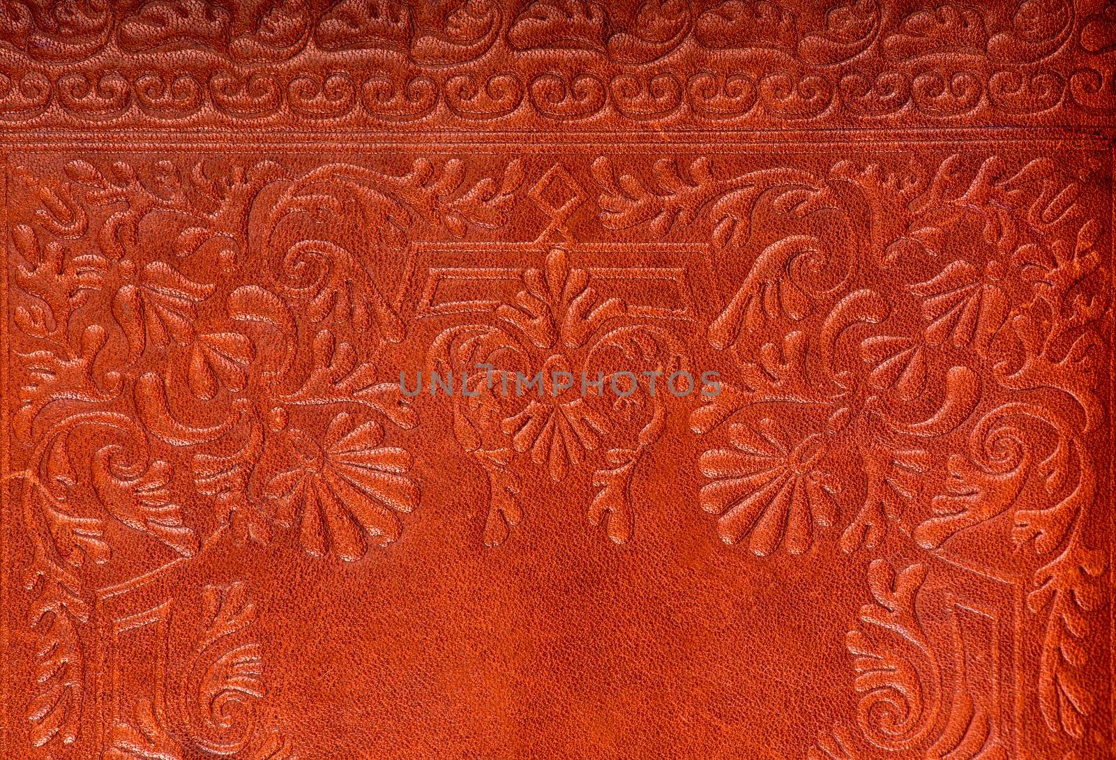 The Leather floral pattern background close up