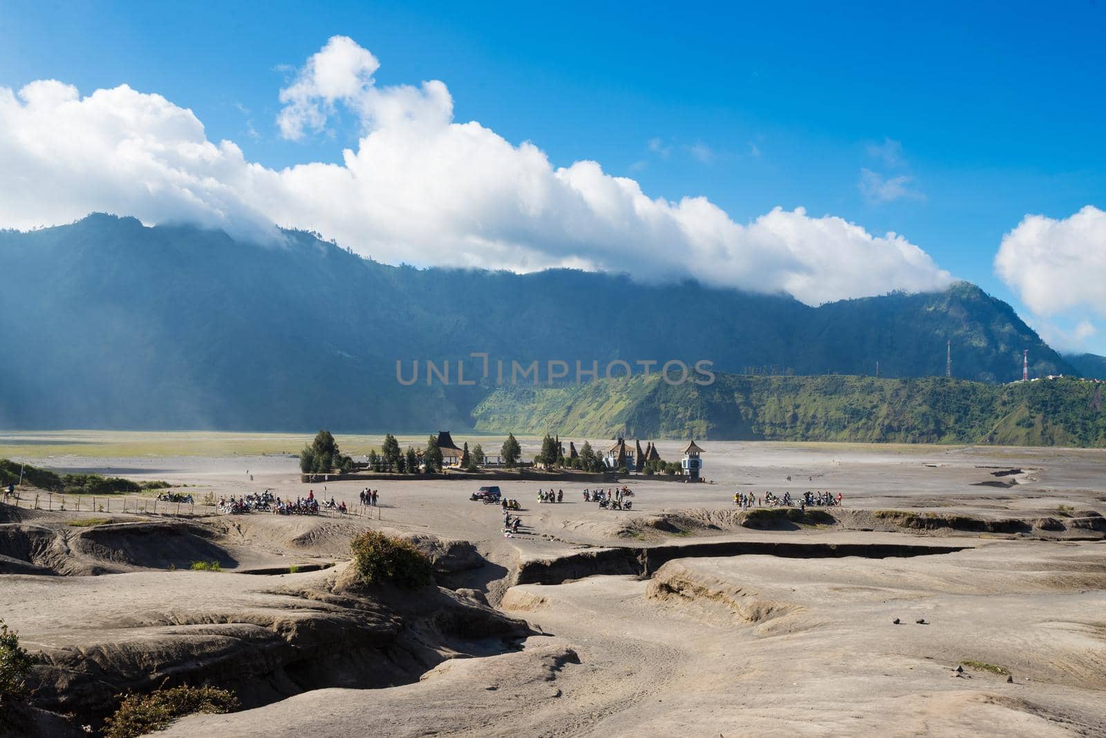 Temple at Mount Bromo volcanoes in Bromo Tengger Semeru National Park, East Java, Indonesia.