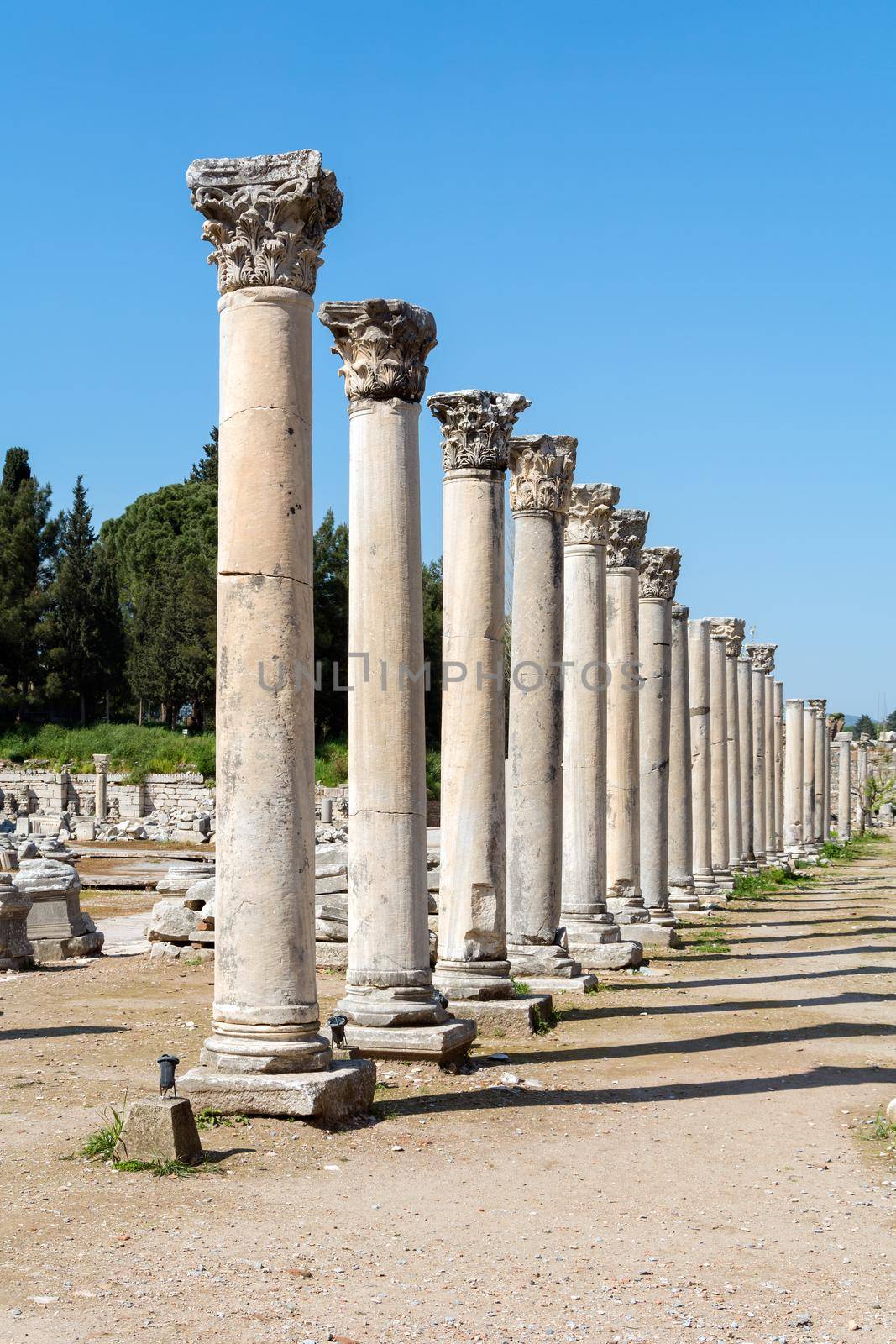 Ancient ruins in Ephesus Turkey, Ephesus contains the ancient largest collection of Roman ruins in the eastern