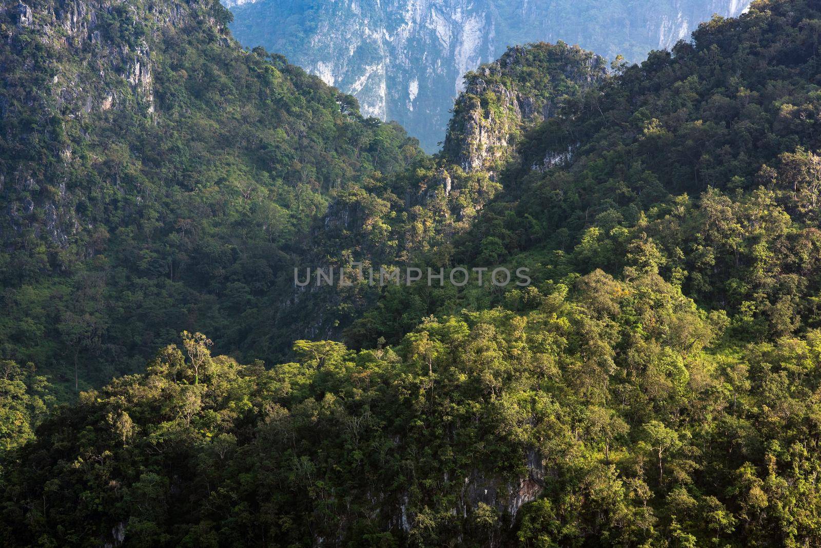 Nature view of Doi Luang Chiang Dao mountain with blue sky,the famous mountain for tourist to visit in Chiang Mai,Thailand.