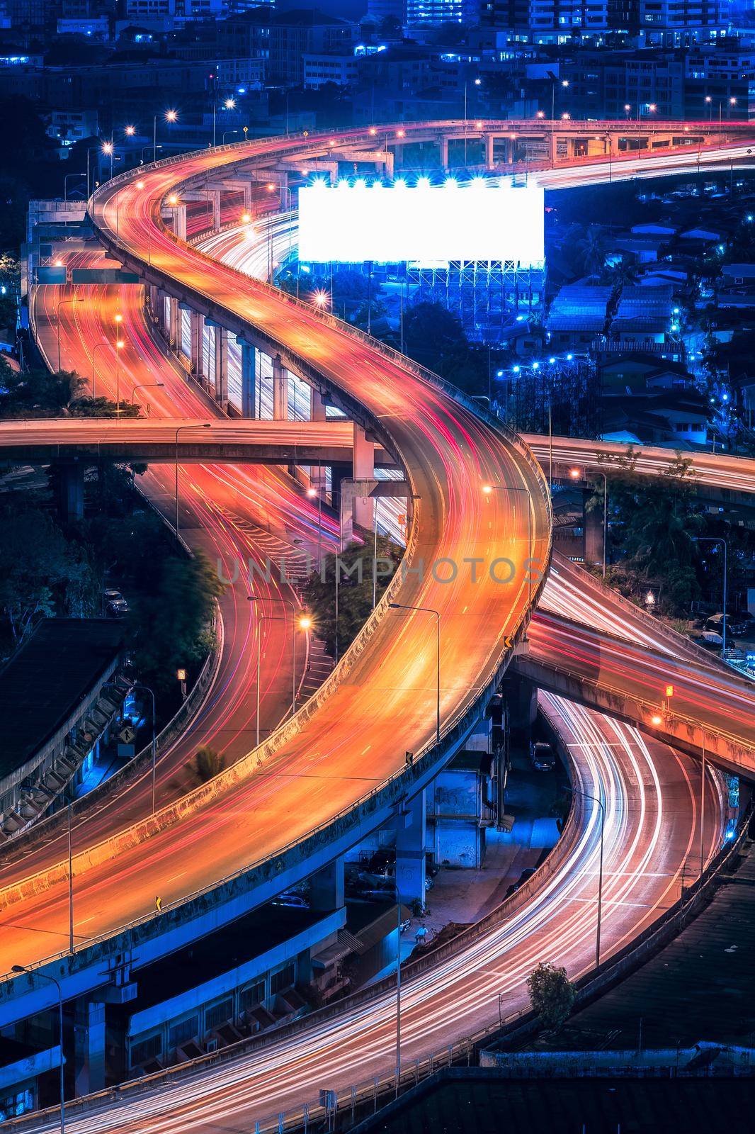 Expressway road in the centre of Bangkok,Thailand. Expressway is the infrastructure for transportation in big city. by Nuamfolio