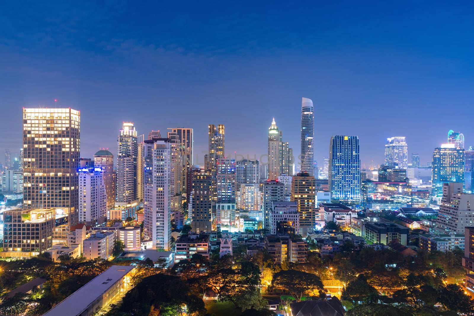 Cityscape view of modern office business building in business zone at Bangkok,Thailand. Bangkok is the capital of Thailand and also the most populated city in Thailand. by Nuamfolio