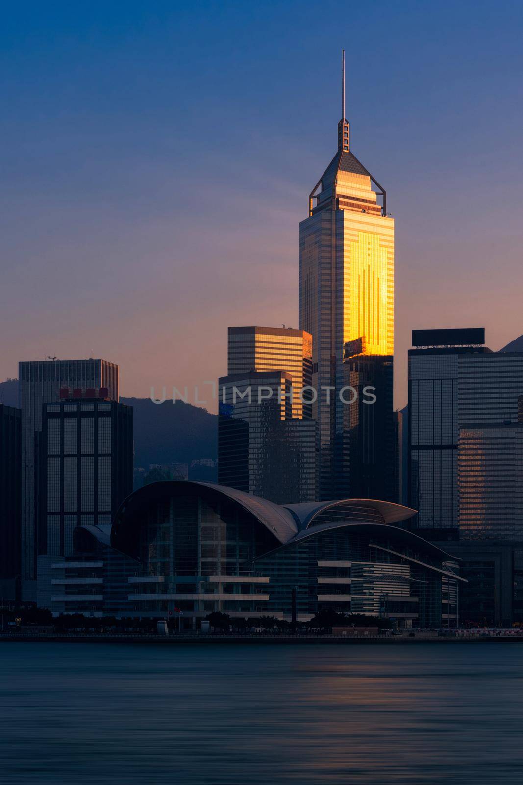 Hong kong downtown the famous cityscape view of Hong Kong skyline from Kowloon side at Hong Kong.