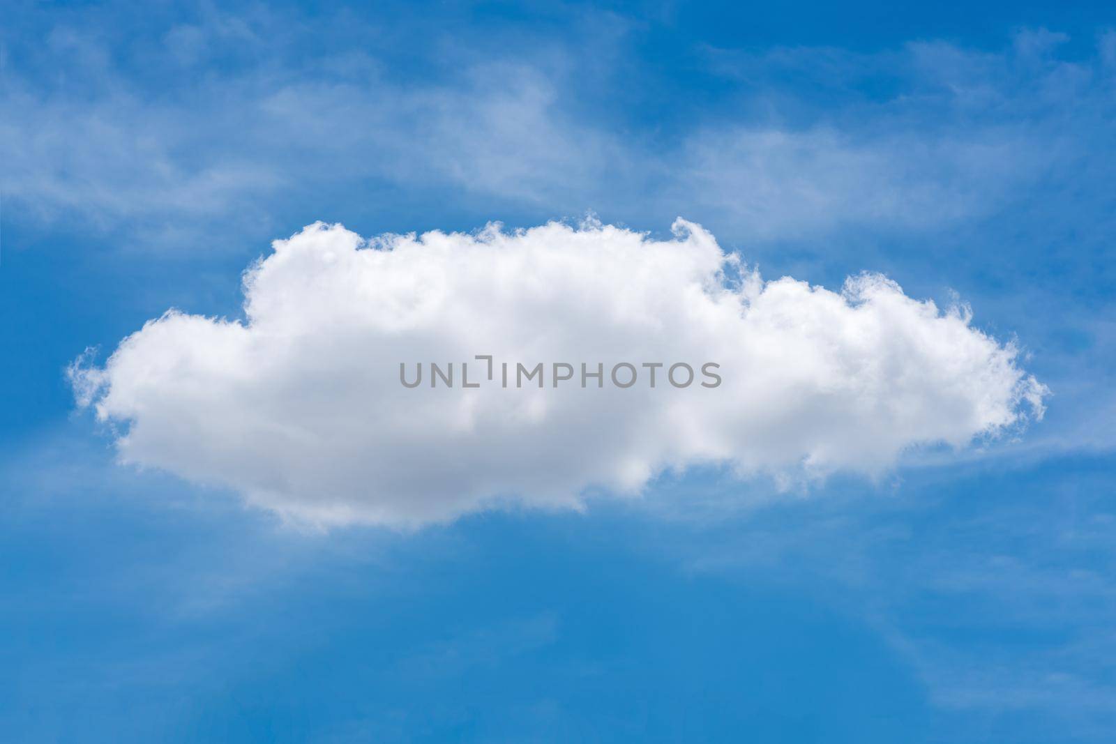 Single nature white cloud on blue sky background in daytime, photo of nature cloud for freedom and nature concept. by Nuamfolio