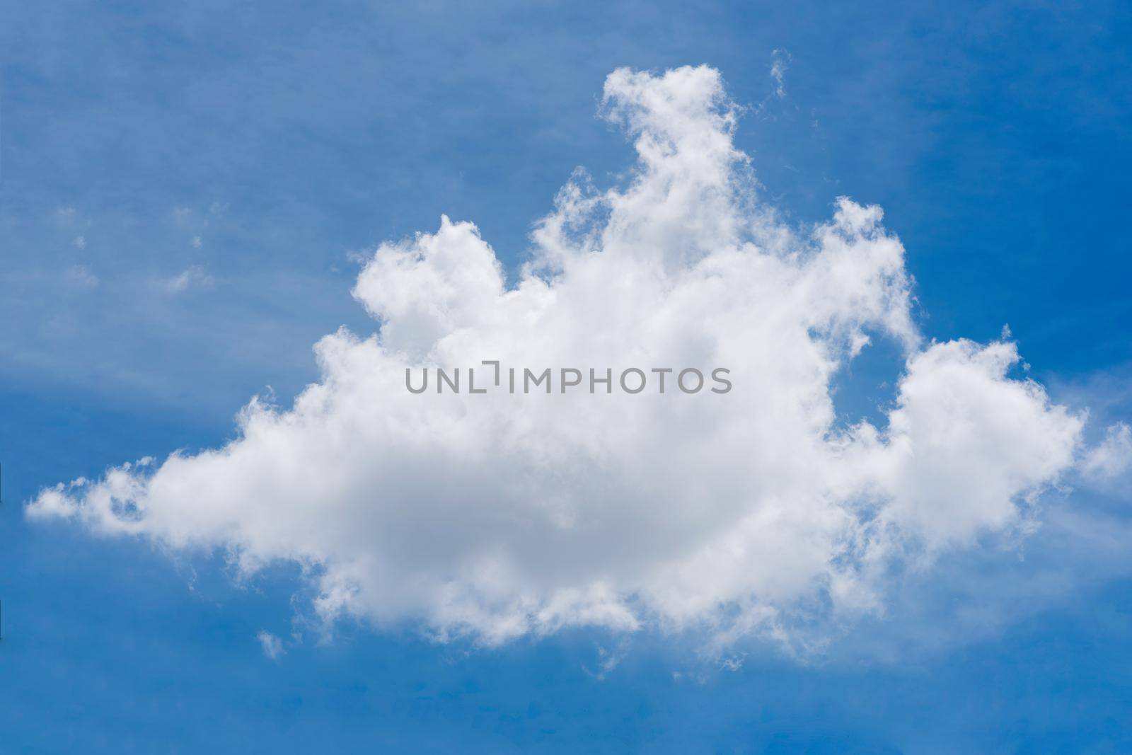 Single nature white cloud on blue sky background in daytime, photo of nature cloud for freedom and nature concept.