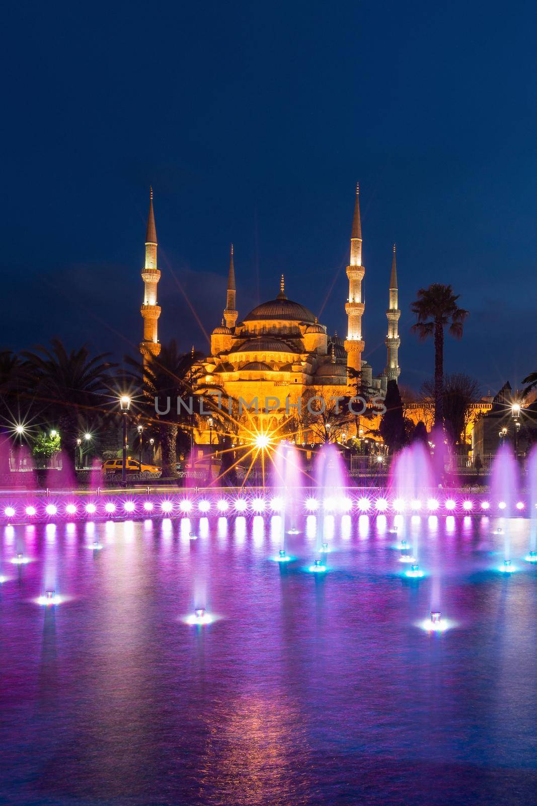 The Blue Mosque at Sultanahmet square in the evening, Istanbul, Turkey. Blue Mosque is the biggest mosque in Istanbul. by Nuamfolio