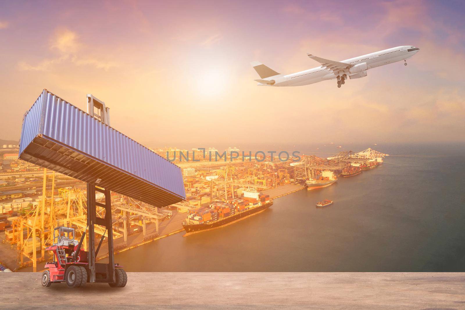 International commercial transportation business and logistics industrial concept background by Nuamfolio