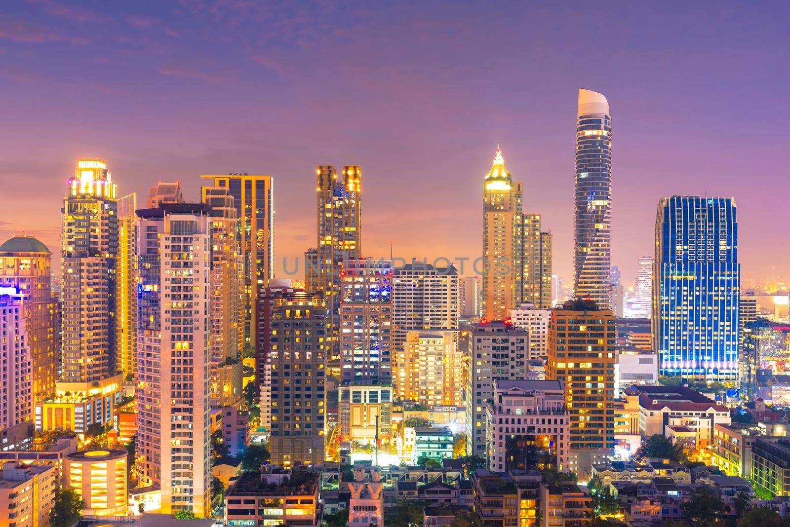 Cityscape view of Bangkok modern office business building in business zone at Bangkok,Thailand. Bangkok is the capital of Thailand and Bangkok is also the most populated city in Thailand.