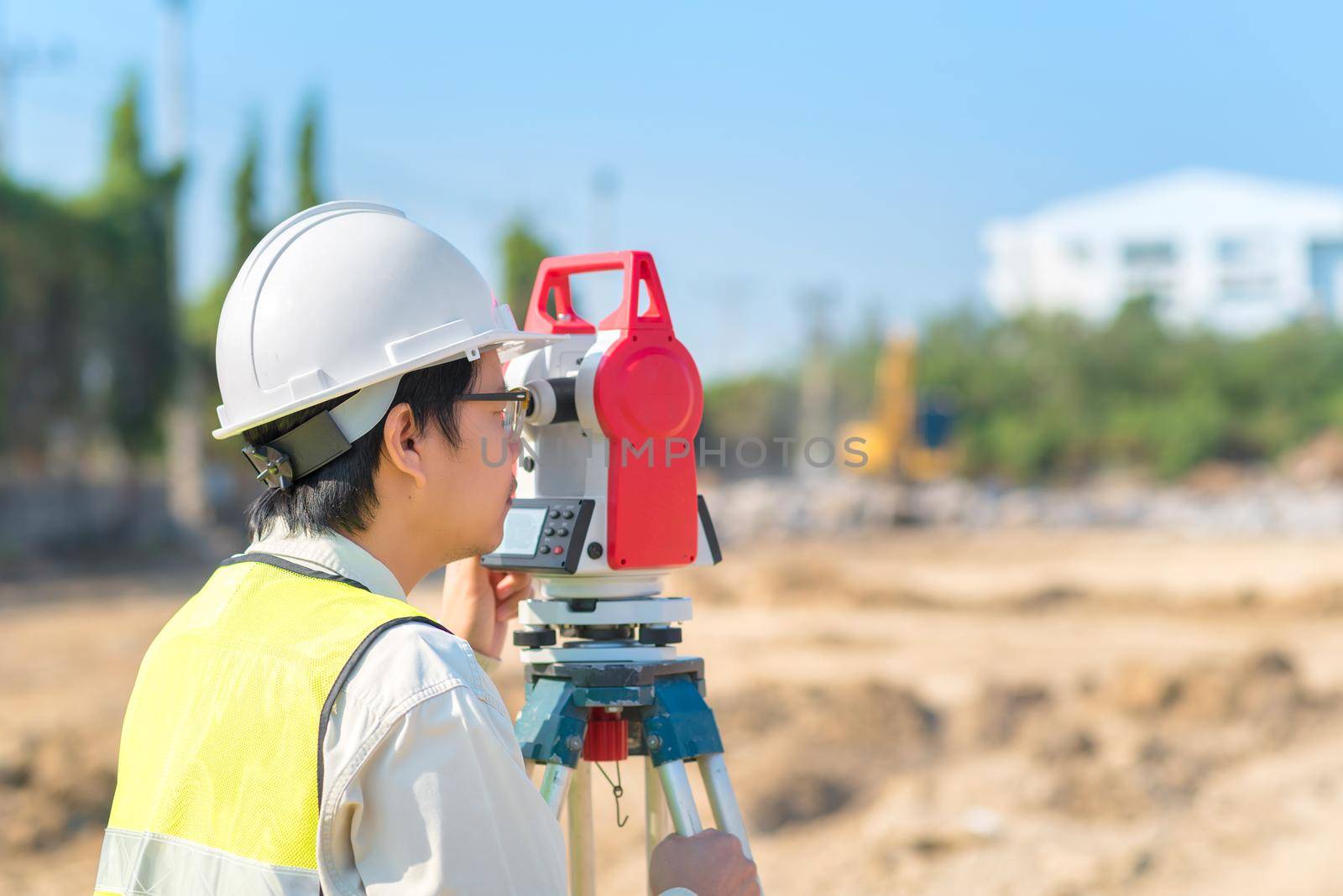 Construction engineer checking construction site for new Infrastructure construction project. photo concept for engineering work.