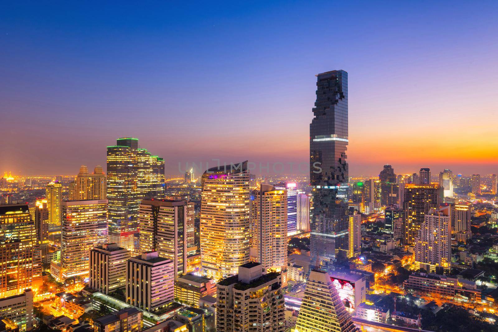 Cityscape view of Bangkok modern office business building in business zone at Bangkok,Thailand. Bangkok is the capital of Thailand and Bangkok is also the most populated city in Thailand. by Nuamfolio