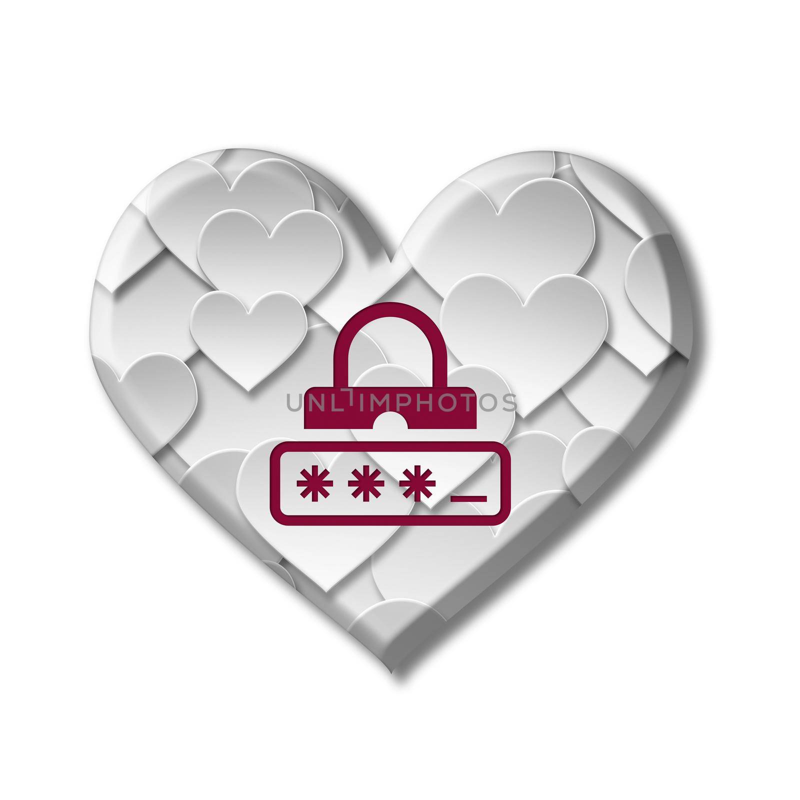Paper valentine love heart symbol with lock password inside. Element design for background,backdrop and valentine love heart concept  by Nuamfolio