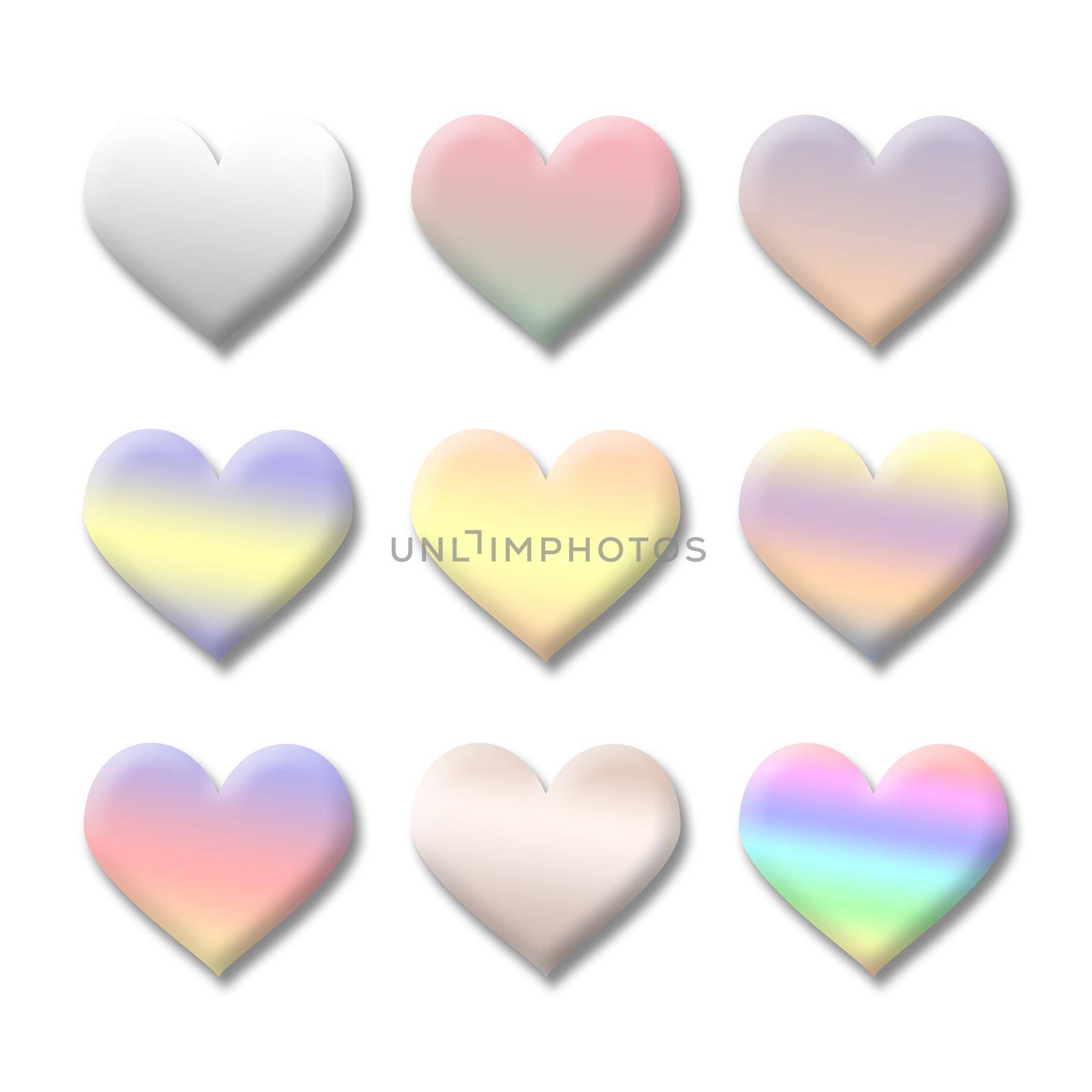 Colourful Valentine love heart symbol collection. Elegant Design for background and valentine love heart concept 