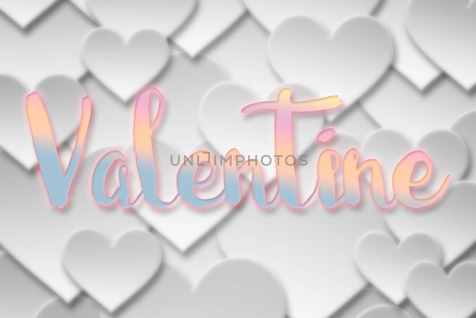 Valentine word on Paper valentine love heart symbol with drop shadows background. Element design for background,backdrop and valentine love heart concept