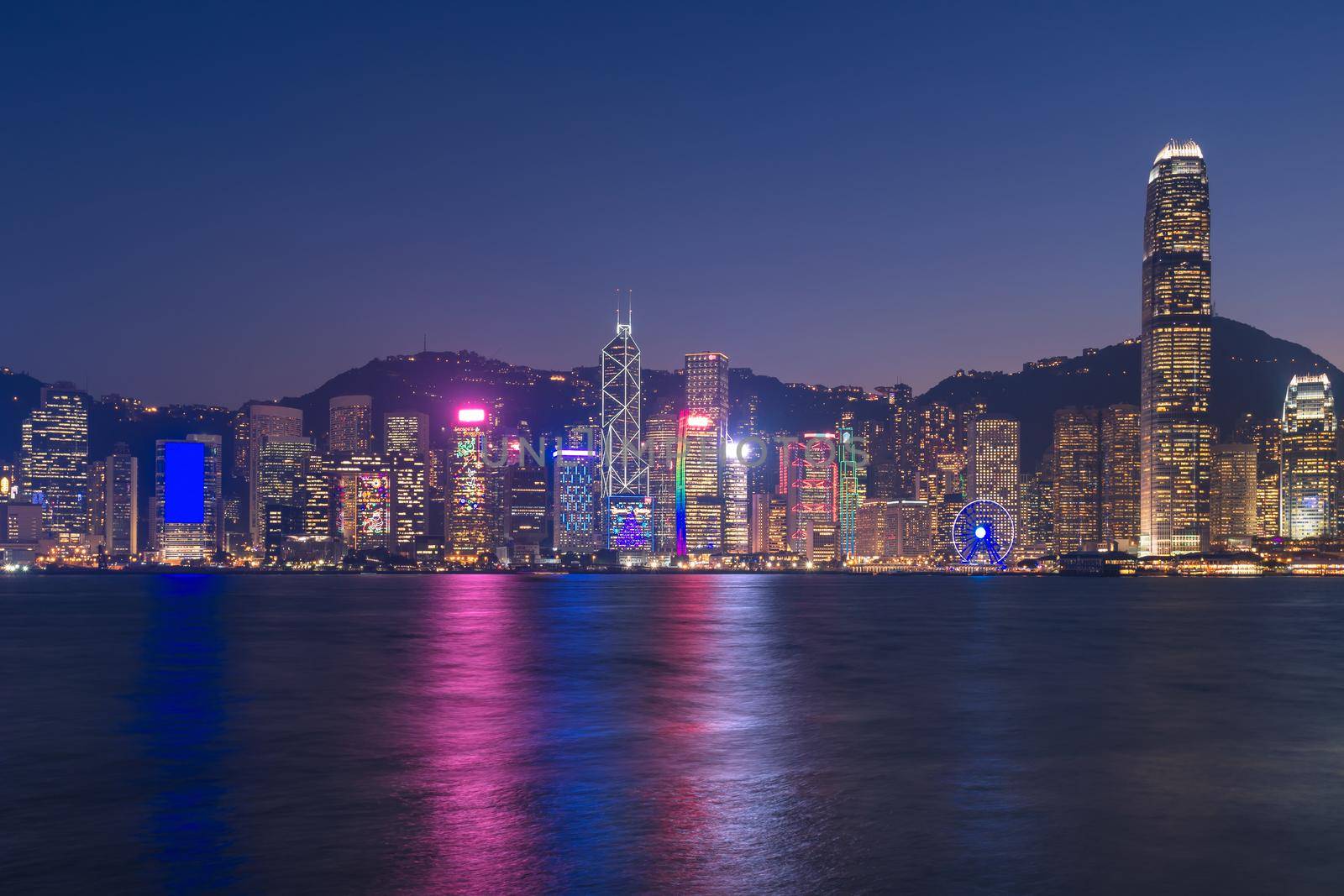 Hong kong downtown the famous cityscape view of Hong Kong skyline from Kowloon side at Hong Kong