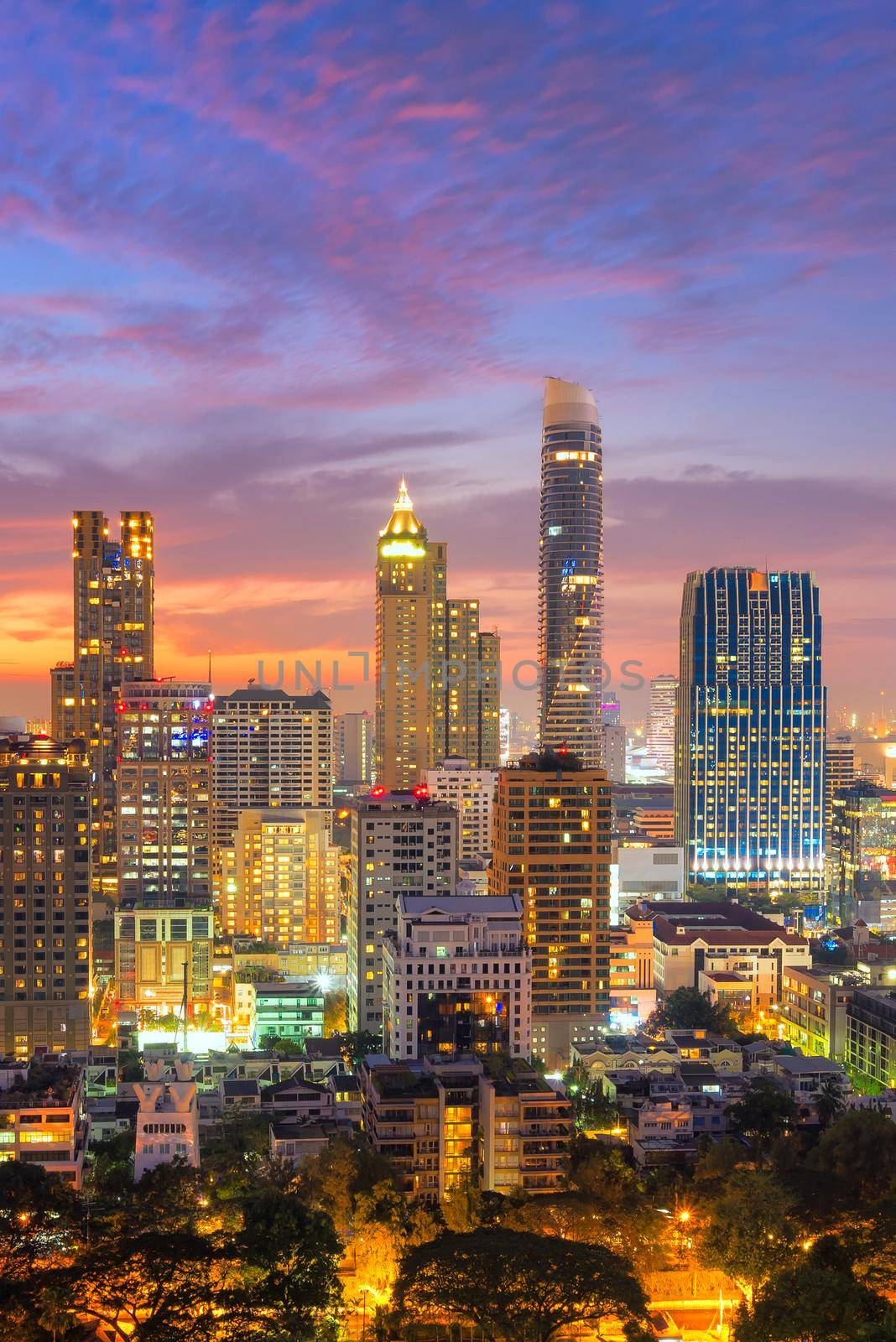 Aerial view of high rise modern building at business zone in Bangkok,Thailand by Nuamfolio