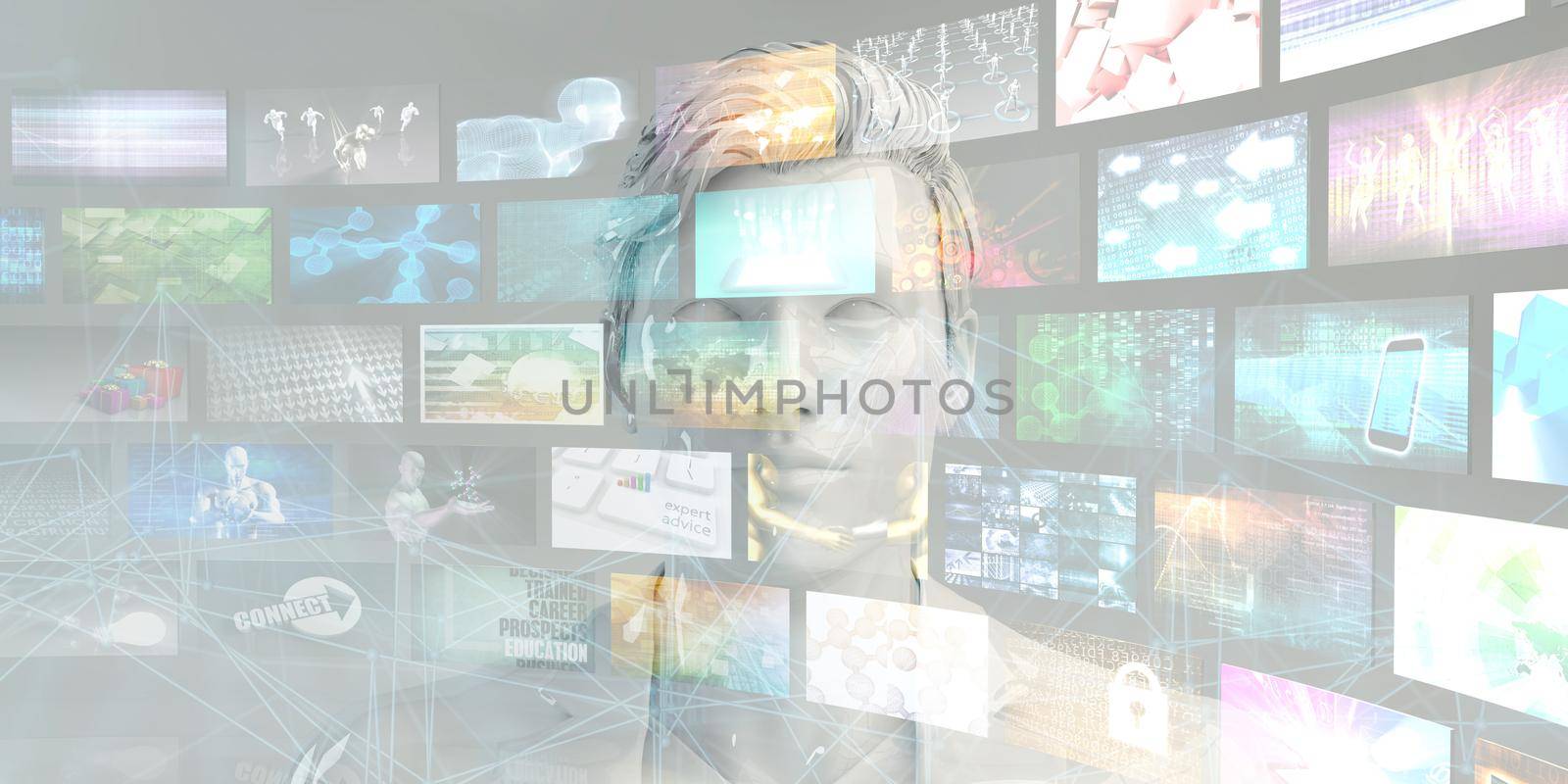 Man Accessing Technology Information and Multimedia Content on Internet