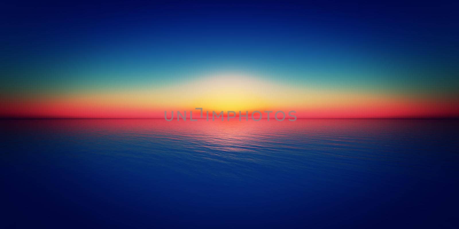 sunset horizon at sea illustration by alex_nako