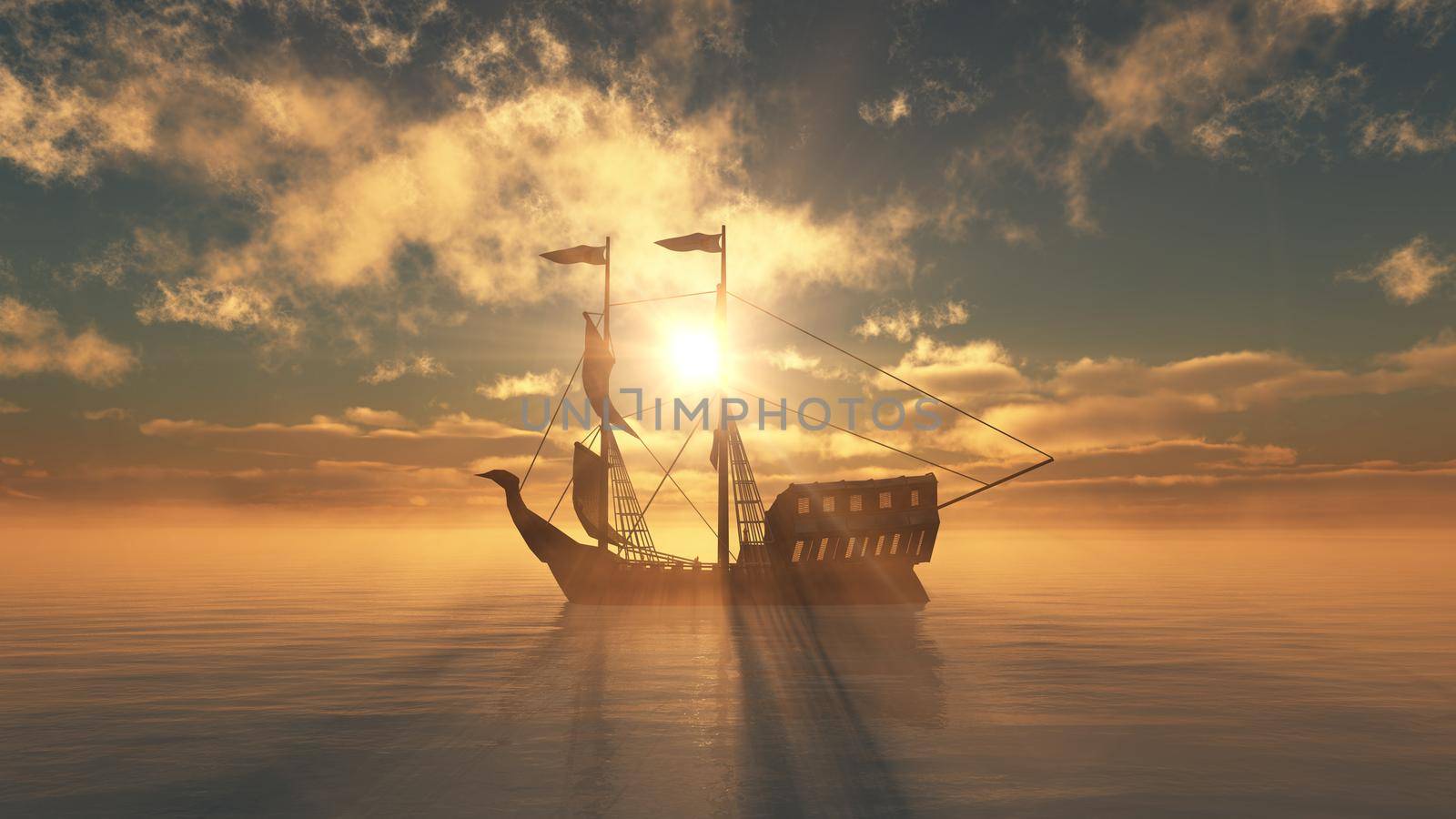 old ship in sea sunset by alex_nako