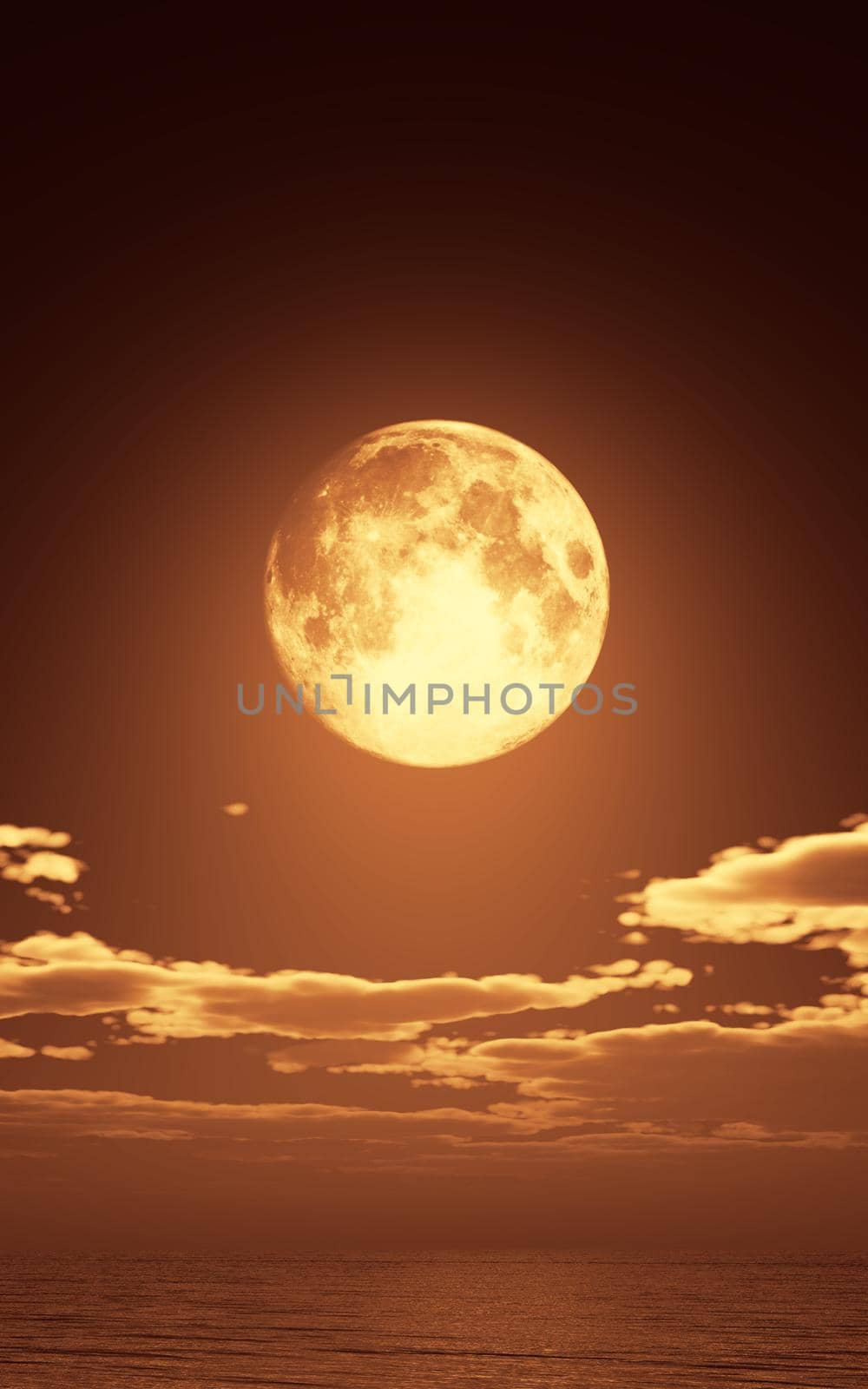 full moon in night ocean by alex_nako