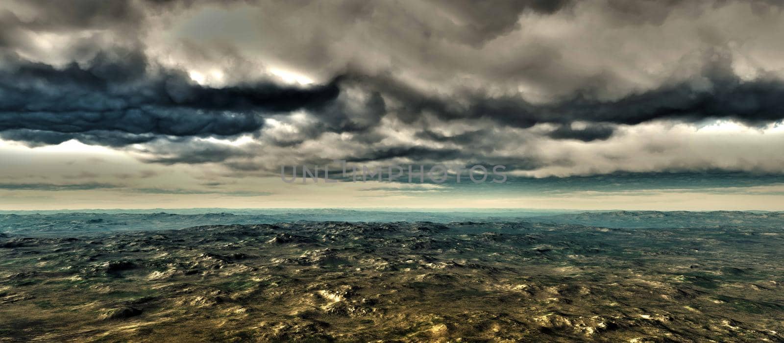 landscape area panorama clouds 3d render illustration