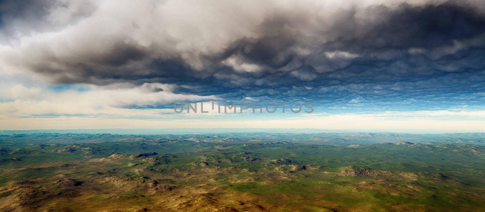 landscape area panorama clouds 3d render illustration