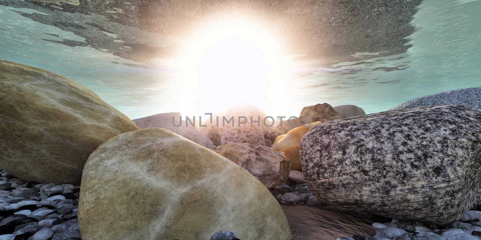 rock underwater macro sun ray by alex_nako