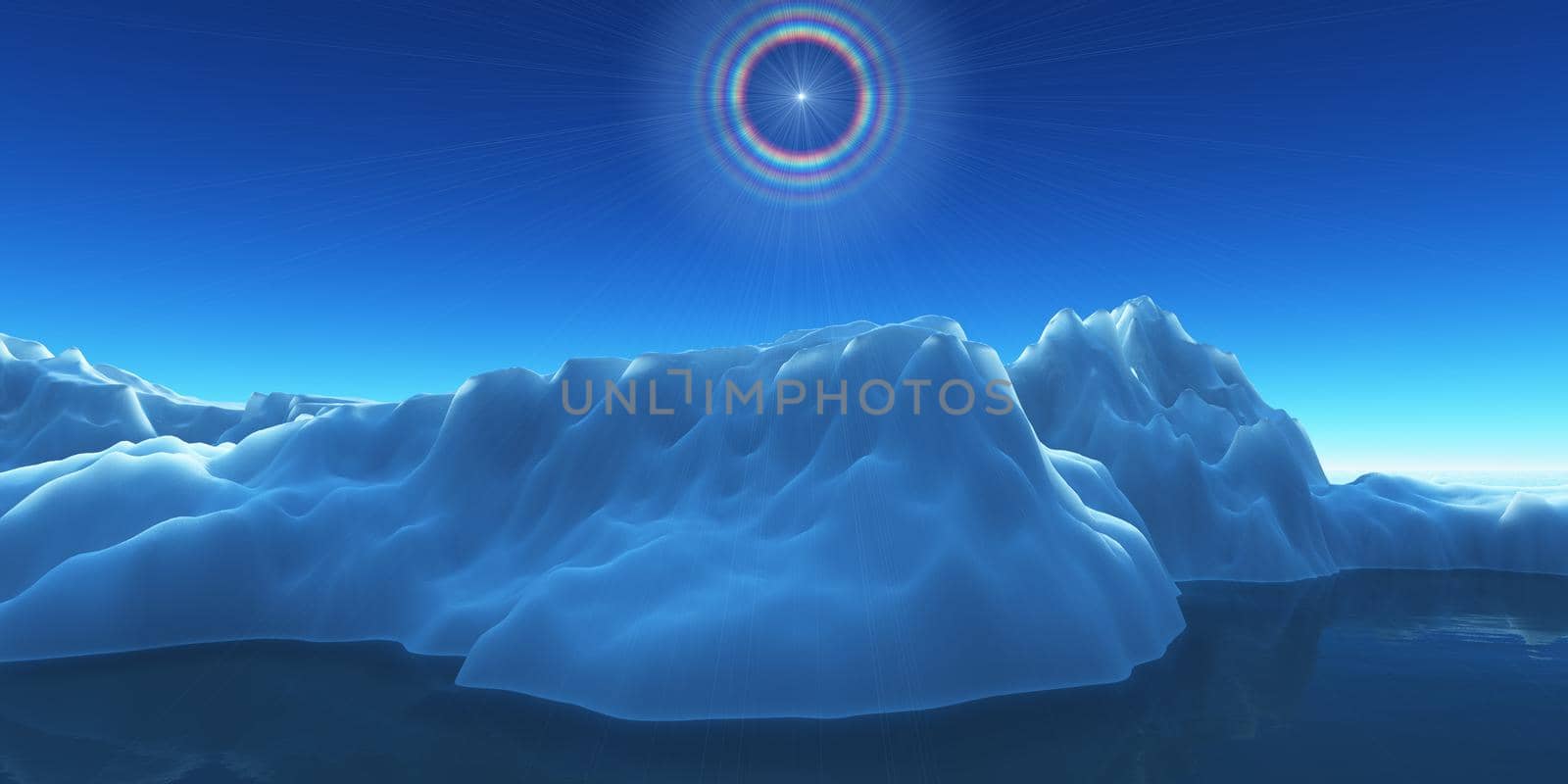 ice berg on see 3d render illustration