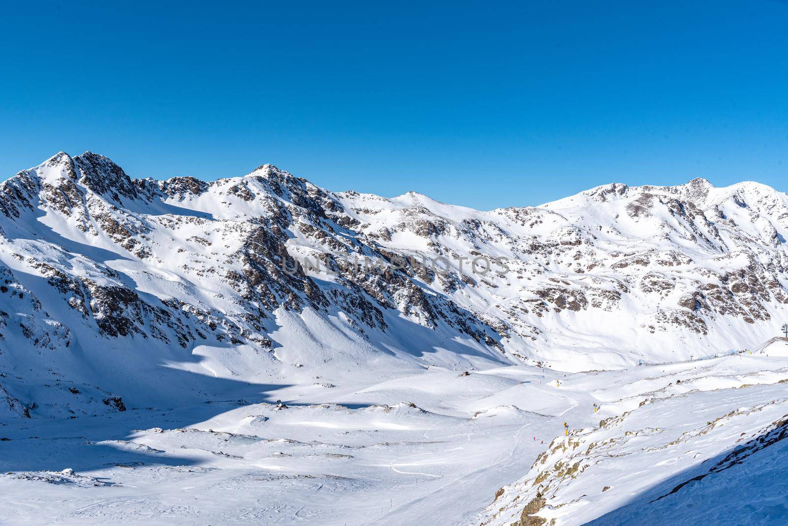 Ordino Arcalis by Grandvalira Pyrenees station in winter 2021.