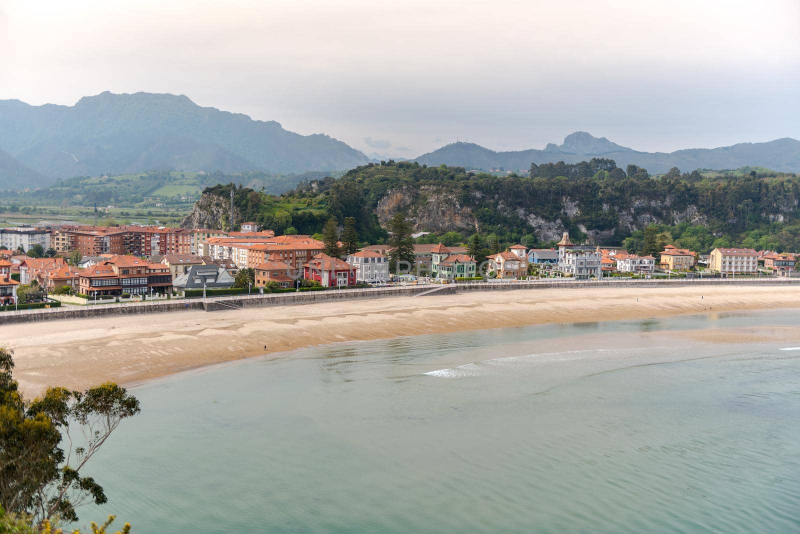 Ribadesella village aerial view in Asturias of Spain.