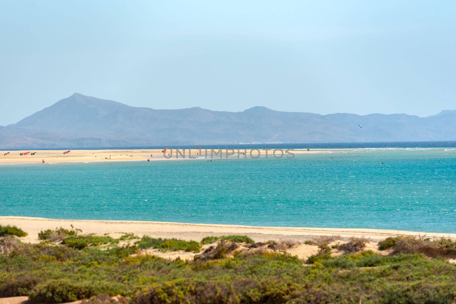 View at Playa de Sotavento, Fuerteventura in Spain in summer.