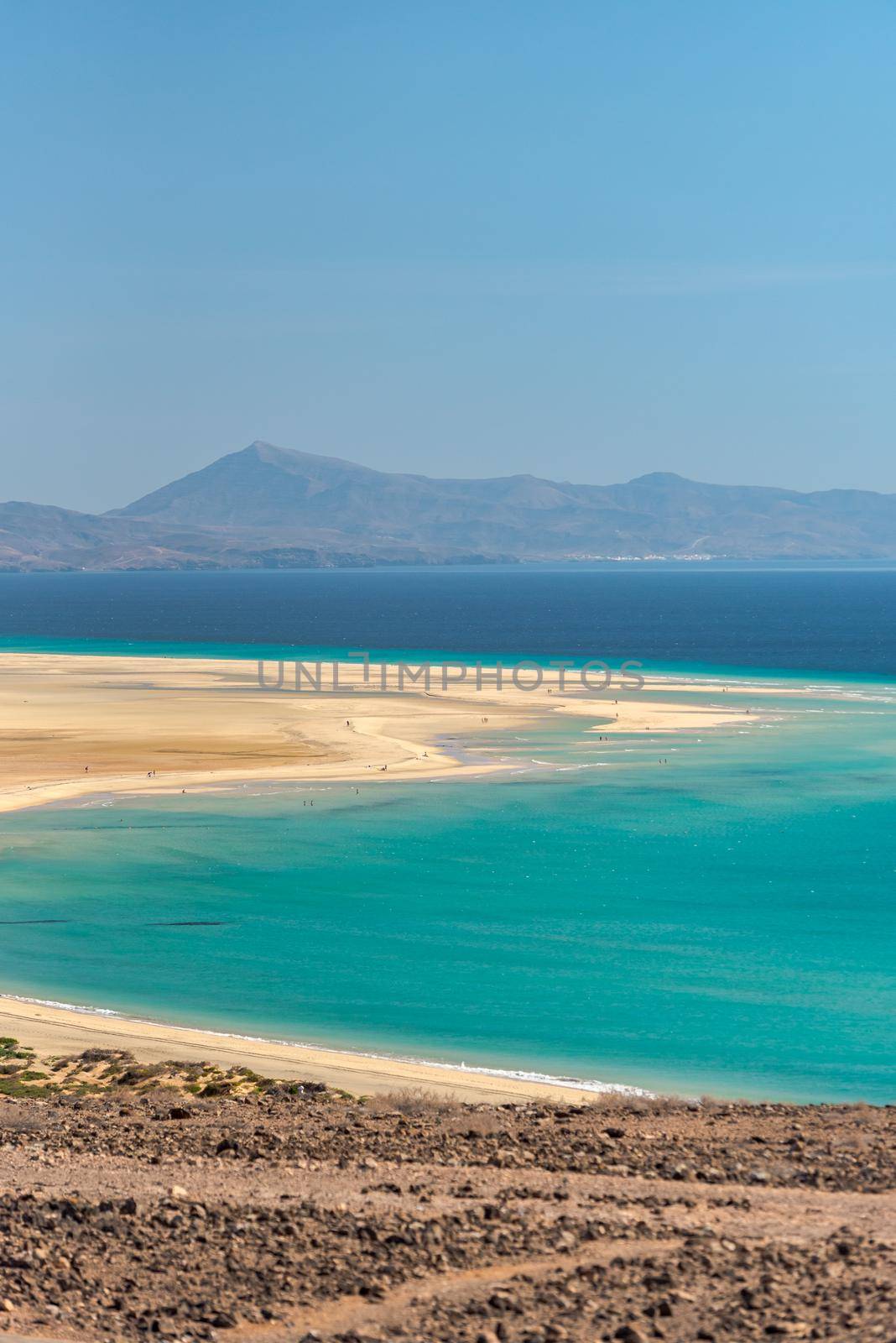 View at Playa de Sotavento, Fuerteventura in Spain in summer.