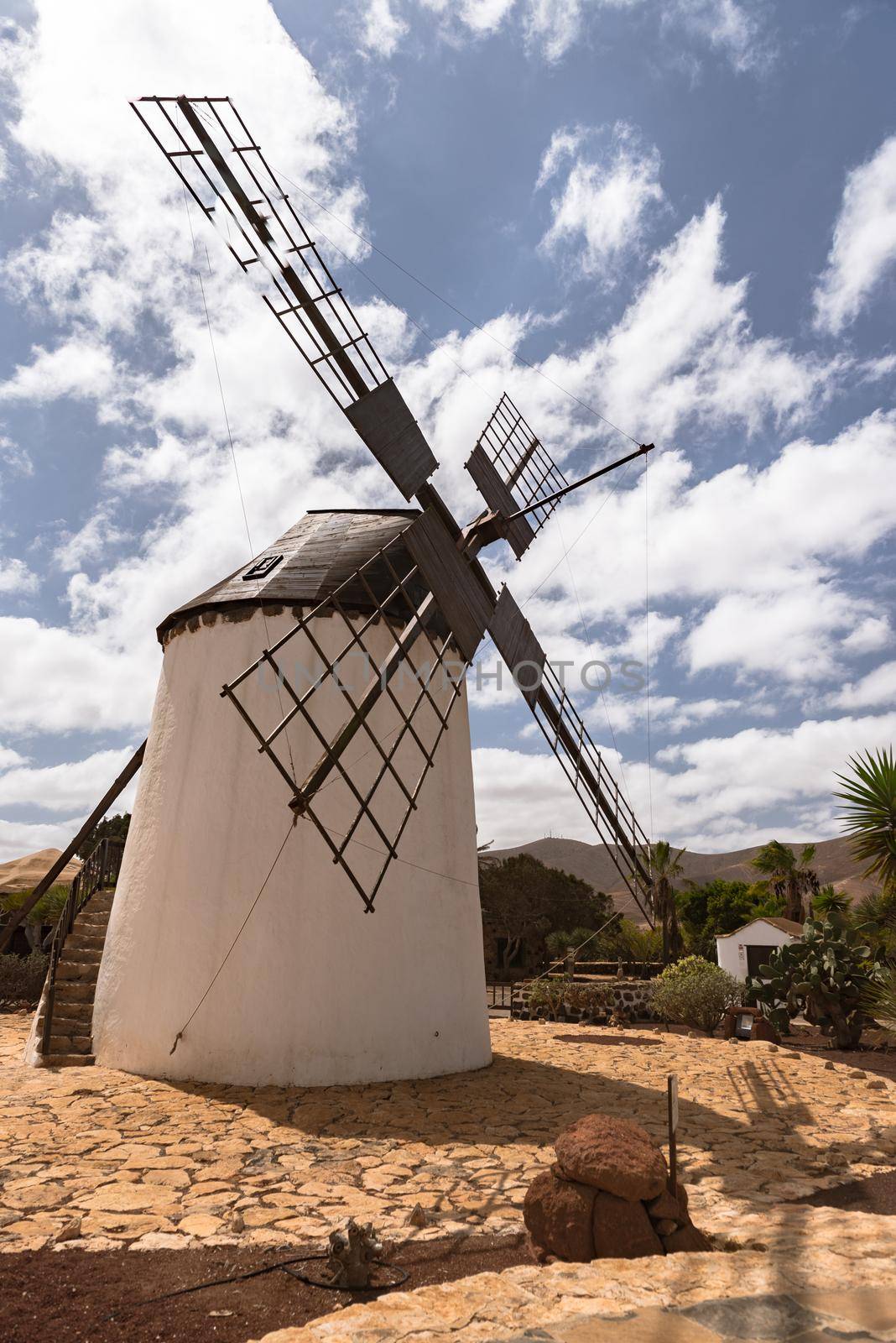 Windmills on the island of Fuerteventura in Spain.