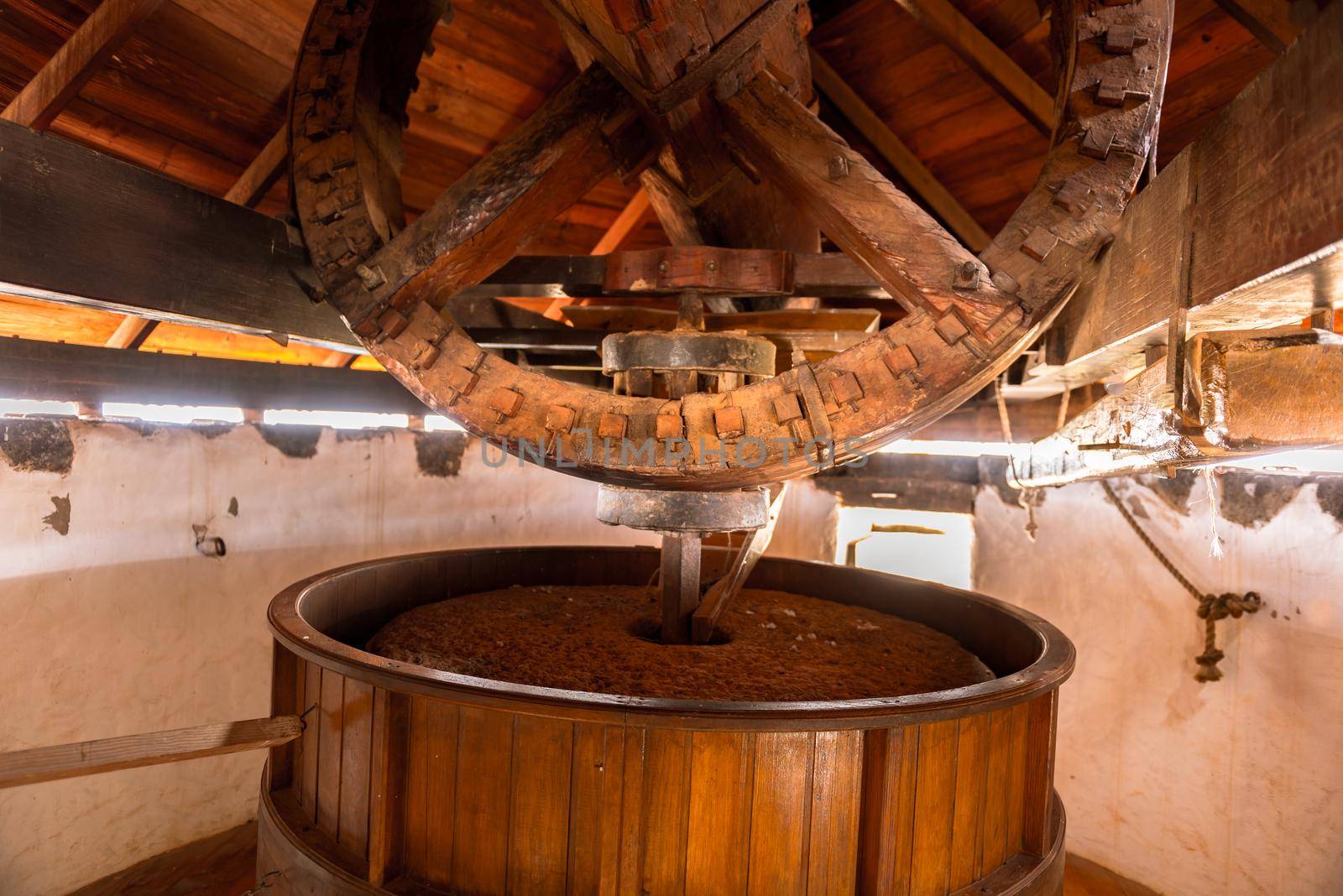 Antigua, Spain – October 4, 2020: Traditional building converted into a Majorero cheese museum, in Antigua in the inner part of Fuerteventura Island.