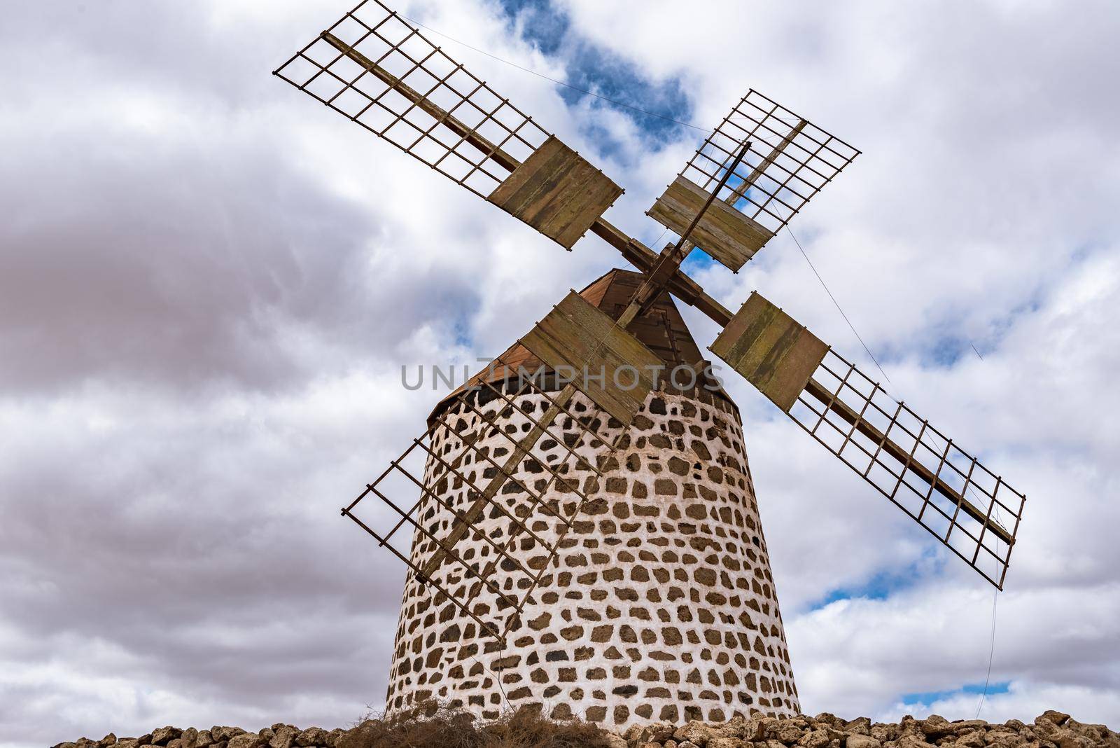 Windmills on the island of Fuerteventura in Spain.